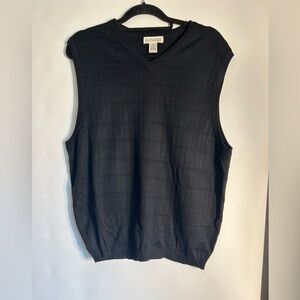 ANTHOLOGY MEN’S 100% SILK BLACK SWEATER VEST GRANDPA/PREPPY SIZE XL